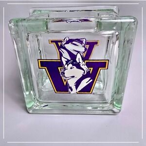 University of Washington UW Huskies Logo Glass Vase-Made in Germany VTG